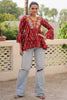 Alluring Maroon Kutchi Work Cotton Festival Wear Peplum Top