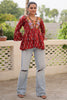 Alluring Maroon Kutchi Work Cotton Festival Wear Peplum Top
