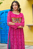 Adorable Pink Badhani Printed Georgette Navratri Special Long Kurti