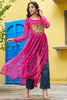 Adorable Pink Badhani Printed Georgette Navratri Special Long Kurti