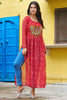 Wonderful Red Badhani Printed Georgette Festival Wear Kurti