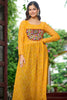 Attractive Yellow Gamthi Work Georgette Navratri Wear Long Kurti