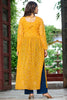 Attractive Yellow Gamthi Work Georgette Navratri Wear Long Kurti