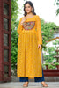 Attractive Yellow Gamthi Work Georgette Navratri Wear Long Kurti