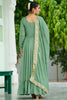 Beautiful Green Thread Embroidered Silk Event Wear Gown With Dupatta