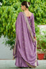 Fabulous Lavender Thread Work Silk Festival Wear Gown With Dupatta