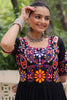 Elegant Black Rayon Thread Embroidered Navratri Special Gown