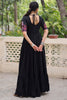 Elegant Black Rayon Thread Embroidered Navratri Special Gown
