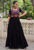 Elegant Black Rayon Thread Embroidered Navratri Special Gown
