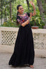 Elegant Black Rayon Thread Embroidered Navratri Special Gown