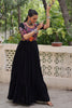 Elegant Black Rayon Thread Embroidered Navratri Special Gown