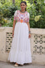 Tantalizing White Gamthi Work Rayon Navratri Wear Gown