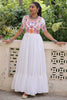 Tantalizing White Gamthi Work Rayon Navratri Wear Gown