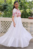 Tantalizing White Gamthi Work Rayon Navratri Wear Gown