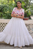 Tantalizing White Gamthi Work Rayon Navratri Wear Gown