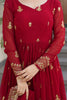 Precious Maroon Zari Work Silk Wedding Wear Gown With Dupatta