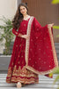 Precious Maroon Zari Work Silk Wedding Wear Gown With Dupatta