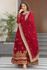 Precious Maroon Zari Work Silk Wedding Wear Gown With Dupatta
