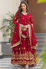 Precious Maroon Zari Work Silk Wedding Wear Gown With Dupatta