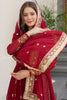 Precious Maroon Zari Work Silk Wedding Wear Gown With Dupatta