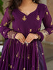 Wonderful Purple Sequins Embroidered Georgette Engagement Wear Gown