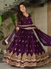 Wonderful Purple Sequins Embroidered Georgette Engagement Wear Gown
