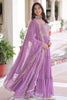 Elegant Purple Zari Embroidered Georgette Event Wear Gown With Dupatta