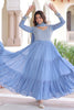 Incredible Sky-Blue Zari Embroidered Georgette Festival Wear Gown
