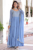 Incredible Sky-Blue Zari Embroidered Georgette Festival Wear Gown