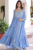 Incredible Sky-Blue Zari Embroidered Georgette Festival Wear Gown