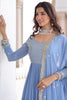 Incredible Sky-Blue Zari Embroidered Georgette Festival Wear Gown