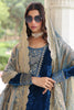 Amazing Blue Sequins Embroidered Velvet Salwar Kameez With Dupatta