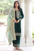 Awesome Green Sequins Embroidered Velvet Festival Wear Salwar Kameez