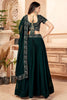 Amazing Dark Green Georgette Lehenga Choli With Dupatta