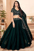 Amazing Dark Green Georgette Lehenga Choli With Dupatta