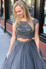 Good-looking Grey Net Lehenga With Embroidered Crop Top