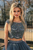 Good-looking Grey Net Lehenga With Embroidered Crop Top