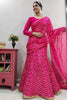 Wonderful Rani Pink Sequins Georgette Designer Lehenga Saree
