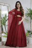 Delightful Maroon Sequins Georgette Wedding Lehenga Choli With Dupatta