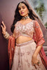 Glamorous Peach Sequins Work Rayon Engagement Wear Lehenga Choli