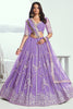 Winsome Lavender Embroidered Net Party Wear Lehenga Choli