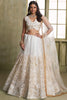 Shocking Off-White Embroidered Net Wedding Wear Lehenga Choli