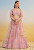 Beautiful Baby Pink Sequins Net Engagement Wear Lehenga Choli