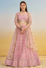 Beautiful Baby Pink Sequins Net Engagement Wear Lehenga Choli