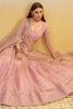 Beautiful Baby Pink Sequins Net Engagement Wear Lehenga Choli