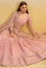 Beautiful Baby Pink Sequins Net Engagement Wear Lehenga Choli