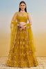 Wonderful Mustard Yellow Thread Embroidered Net Lehenga Choli