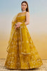 Wonderful Mustard Yellow Thread Embroidered Net Lehenga Choli