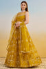 Wonderful Mustard Yellow Thread Embroidered Net Lehenga Choli