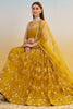 Wonderful Mustard Yellow Thread Embroidered Net Lehenga Choli